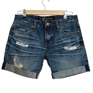 Cult of Individuality Womens Distressed Destroyed Shorts Sz 25 Blue.